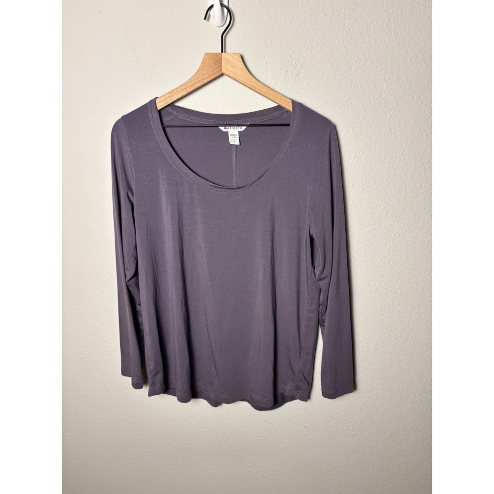 Athleta Stratus II Long Sleeve Top Purple Scoop Neck Workout Shirt 988022-06